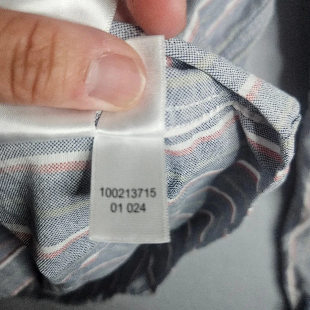 Brooks Brothers Mens Large Blue Striped Oxford Cotton Button Down Shirt